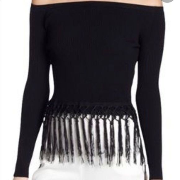 *Line + Dot Libre Fringe Off-the-Shoulder Top - Picture 1 of 1